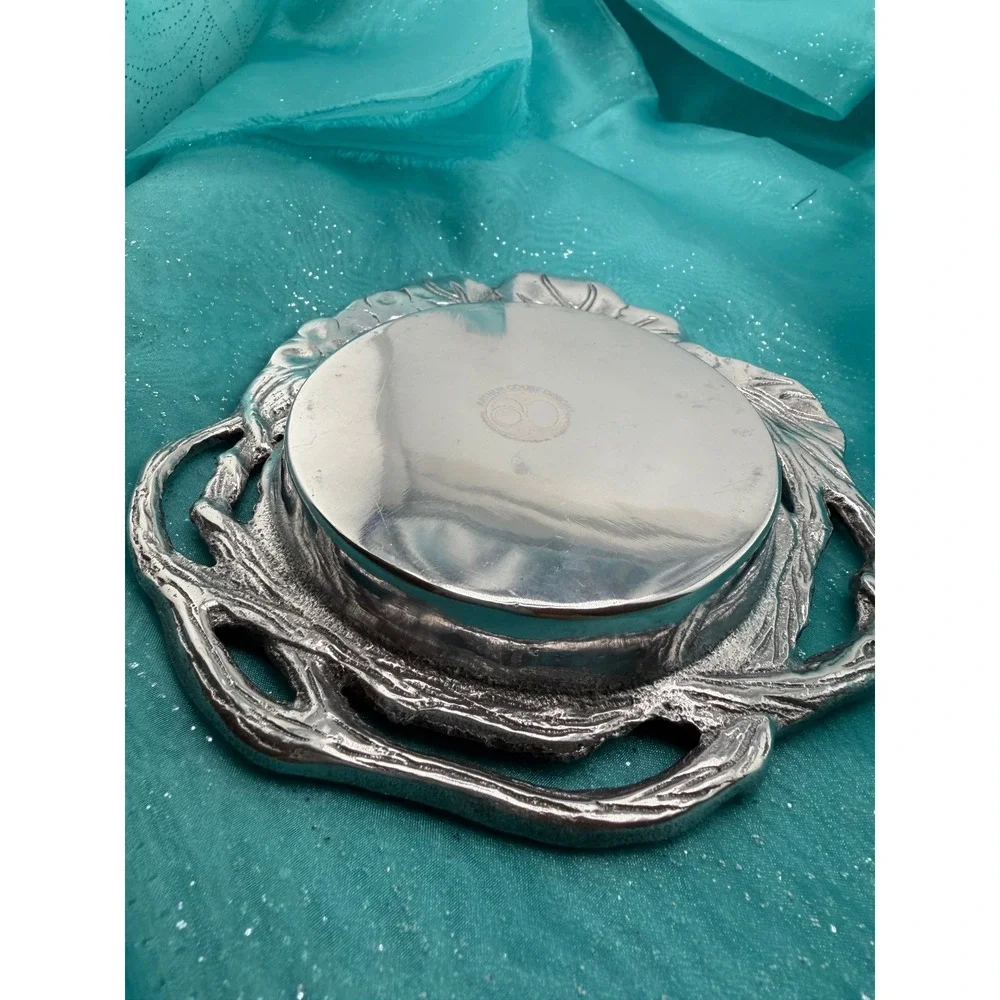 Arthur‎ Court 1992 Grapevine Aluminum Wine Bottle Coaster Silver Tone Barware